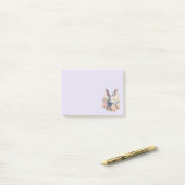 Post-it® Lapin Entouré de Fleurs Pastel Mignon (Sur un bureau)