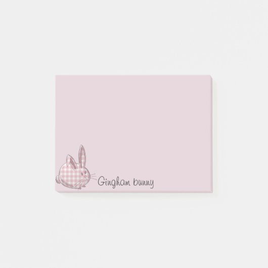 Post-it® lapin gingham - rose (Devant)