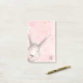 Post-it® Lapin Lapin Aquarelle Rose (Sur un bureau)
