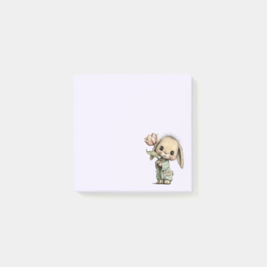 Post-it® Lapin mignon tenant une Tulipe (Devant)