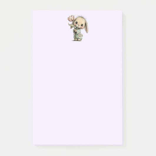 Post-it® Lapin mignon tenant une Tulipe (Devant)