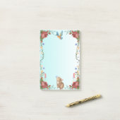 Post-it® Lapin, Papillon, Oiseau et Roses rouges (Sur un bureau)