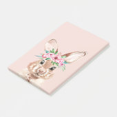 Post-it® Lapin pastel rose moderne à l'aquarelle avec fleur (Incliné)