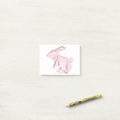 Post-it® Lapin rose d'origami (Sur un bureau)
