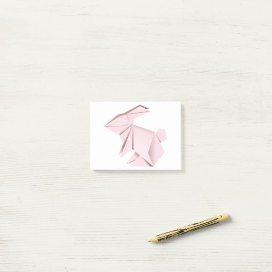 Post-it® Lapin rose d'origami (Sur un bureau)