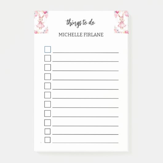 Post-it® Lapin rose mignon personnalisé (Devant)