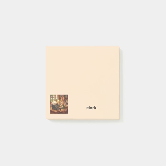 Post-it® Lapin tapant sur une machine à écrire rétro | Pers (Devant)