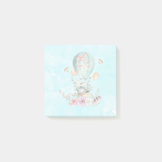 Post-it® Lapin Whimsical Riding dans un ballon à air chaud (Devant)