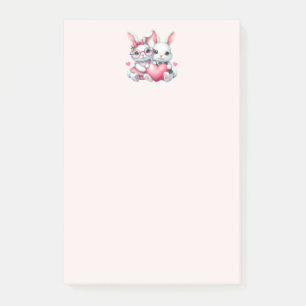 Post-it® Lapins mignons partageant un cœur