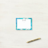 Post-it® L'aquarelle blanche bleue éclabousse (Sur un bureau)