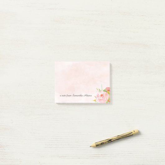 Post-it® L'aquarelle rose fleurit des notes (Sur un bureau)