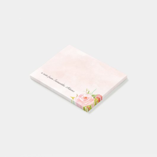 Post-it® L'aquarelle rose fleurit des notes (Incliné)