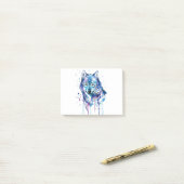 Post-it® L'art graphique du loup bleu (Sur un bureau)