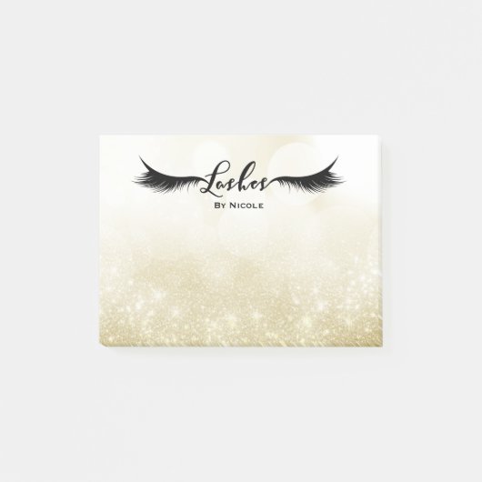 Post-it® Lashes Eyelashes Gold Sparkle Glam Personnalisé (Devant)