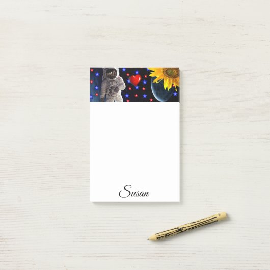 Post-it® L'astronaute post-it note (Sur un bureau)