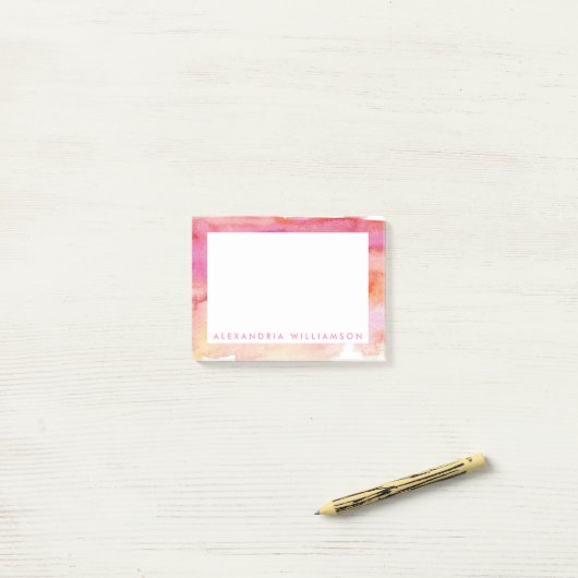 Post-it® Lavage rose et orange moderne (Sur un bureau)