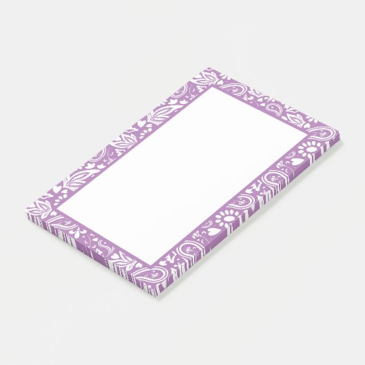 Post-it® Lavande et blanc Paisley Patterned Jolie (Incliné)