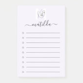 Post-it® Lavande Femme Face Line Art & Script Monogramme (Devant)