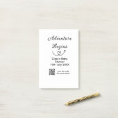 Post-it® L'aventure commence baby shower scan QR code coeur (Sur un bureau)