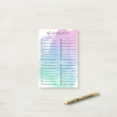 Post-it® Laver à l'aquarelle Turquoise Violet Organisé (Sur un bureau)