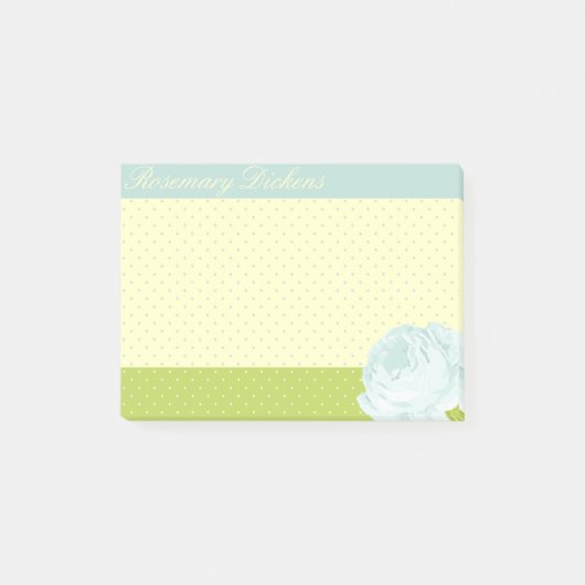 Post-it® Le à petits pois bleu-clair de vert jaune et s'est (Devant)