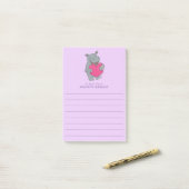 Post-it® Le billet de Hippo Kid's Cute Valentine's Day (Sur un bureau)