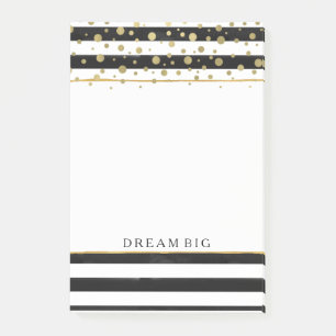Post-it® Le blanc noir barre des confettis d'or