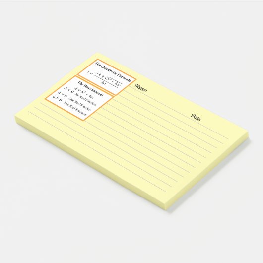 Post-it® Le Bloc-notes Discriminant & Formule Quadratique (Incliné)