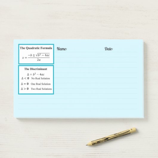 Post-it® Le Bloc-notes Discriminant & Formule Quadratique (Sur un bureau)