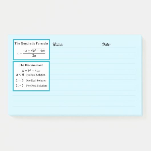 Post-it® Le Bloc-notes Discriminant & Formule Quadratique (Devant)