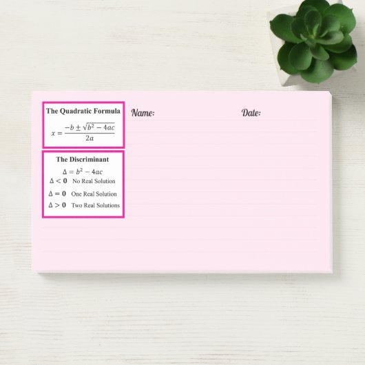 Post-it® Le Bloc-notes Discriminant & Formule Quadratique (Bureau)