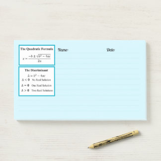 Post-it® Le Bloc-Notes du Discriminant & de la Formule Quad