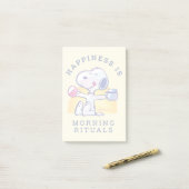 Post-it® Le bonheur, c'est les rituels du matin (Sur un bureau)