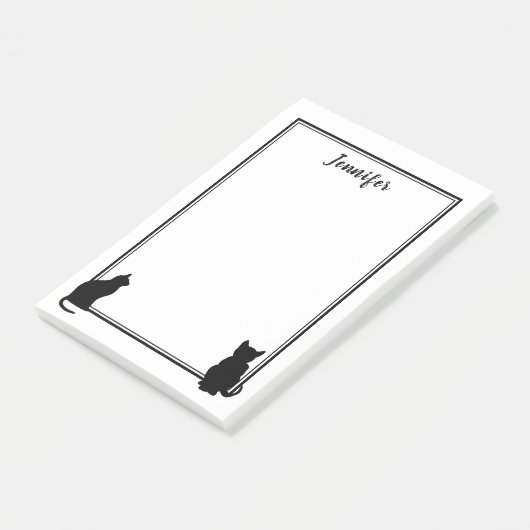 Post-it® Le chat noir moderne silhouette le blanc (Incliné)