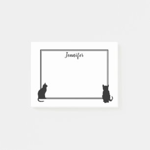 Post-it® Le chat noir moderne silhouette le blanc