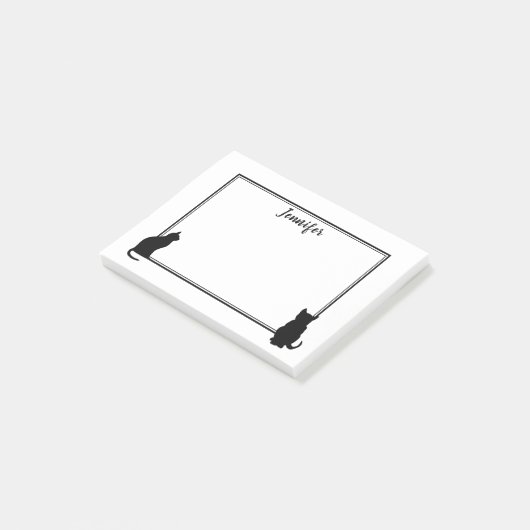 Post-it® Le chat noir moderne silhouette le blanc (Incliné)