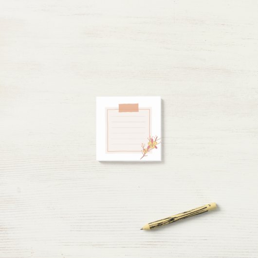 Post-it® Le coller avec une fleur d'orange (Sur un bureau)