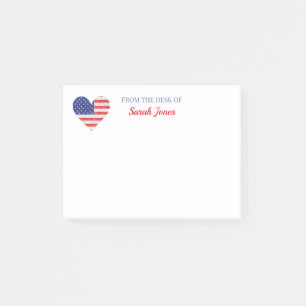 Post-it® Le drapeau américain au coeur amoureux patriotiqu