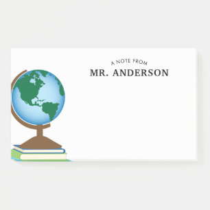 Post-it® Le globe du monde sur la pile de livres a
