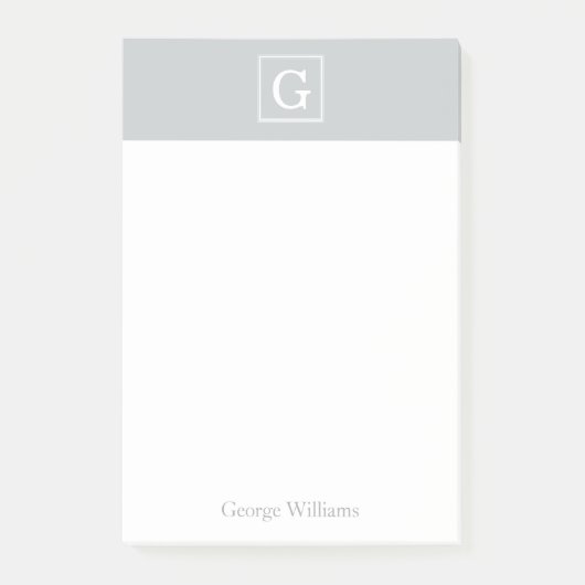 Post-it® Le gris a encadré le monogramme personnalisé (Devant)