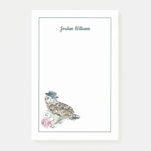 Post-it® Le hibou d'aquarelle   ajoutent votre nom