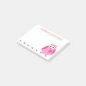 Post-it® Le hibou rose mignon avec des filles de coeur a (Incliné)