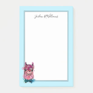 Post-it® Le lama rose mignon ajoutent votre nom