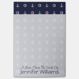 Post-it® Le motif blanc et bleu rouge   d'Ancre ajoutent
