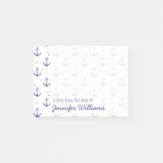Post-it® Le motif | d'Ancre d'aquarelle ajoutent votre nom (Devant)
