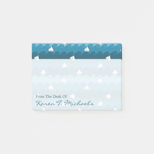 Post-it® Le motif de papier | de bateaux ajoutent votre nom (Devant)