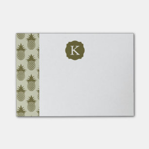 Post-it® Le motif kaki d'ananas ajoutent votre initiale