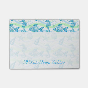 Post-it® Le motif marin   de croquis ajoutent votre nom