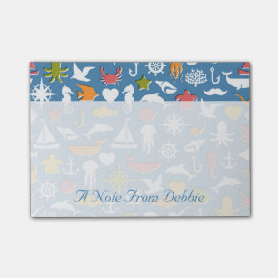 Post-it® Le motif marin   de symboles ajoutent votre nom