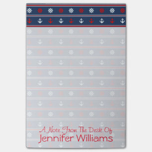 Post-it® Le motif nautique blanc et bleu rouge   ajoutent